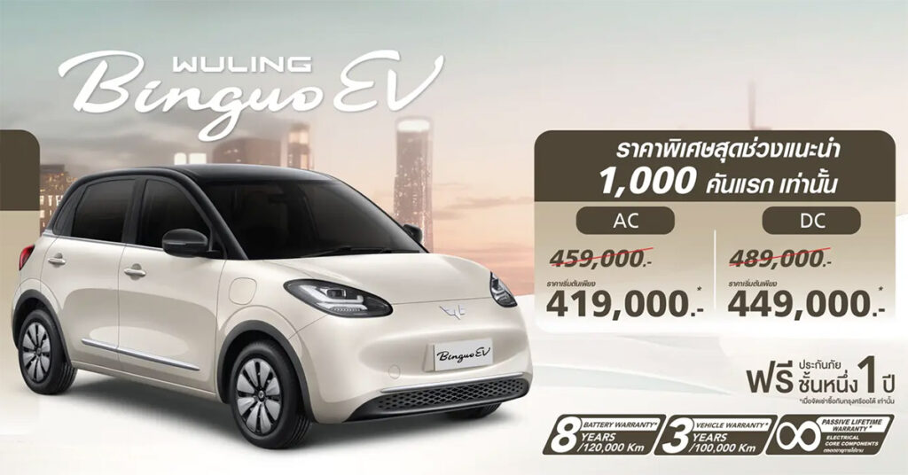 เปิดตัว Wuling Binguo EV ราคา เริ่มตัน 419,000 บาท พร้อมโปรโมชั่นพิเศษ